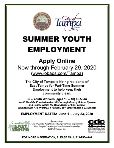 East tampa summer youth employment flyer