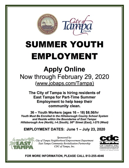 East tampa summer youth employment flyer