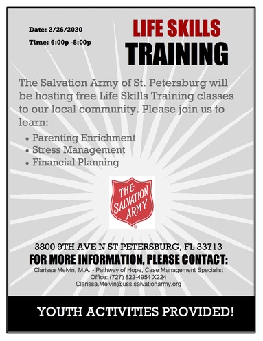 Salvation army life skills flyer